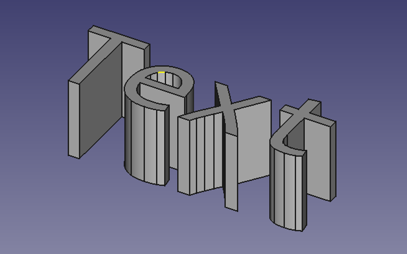 FreeCadで文字を立体にする方法を２通り紹介、完成時のプレビュー