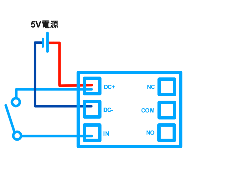 リレーモジュールの配線例の画像