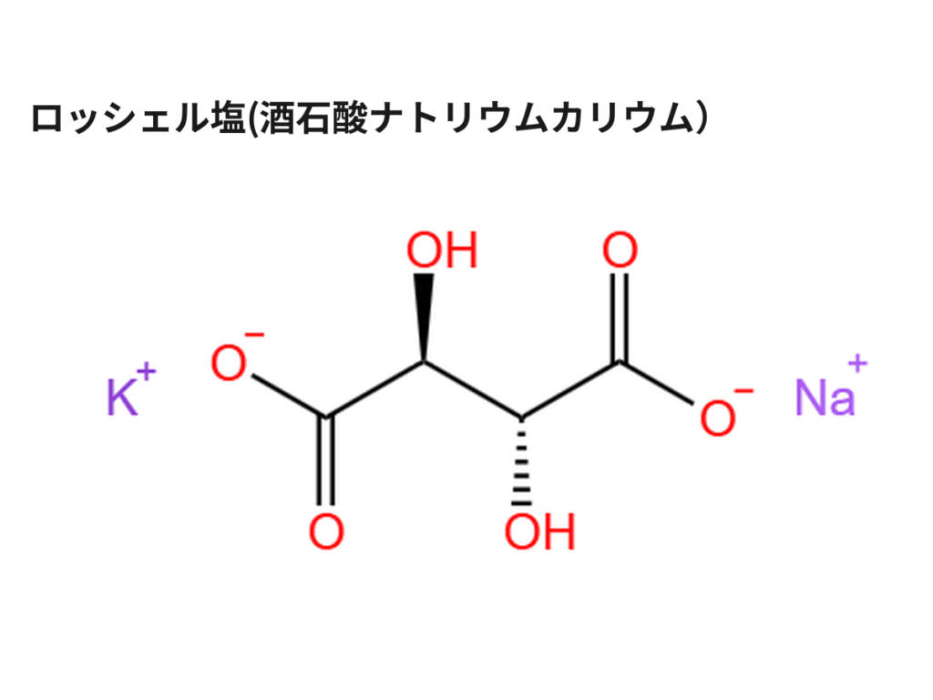 ロッシェル塩(酒石酸ナトリウムカリウム）の構造式(単体）