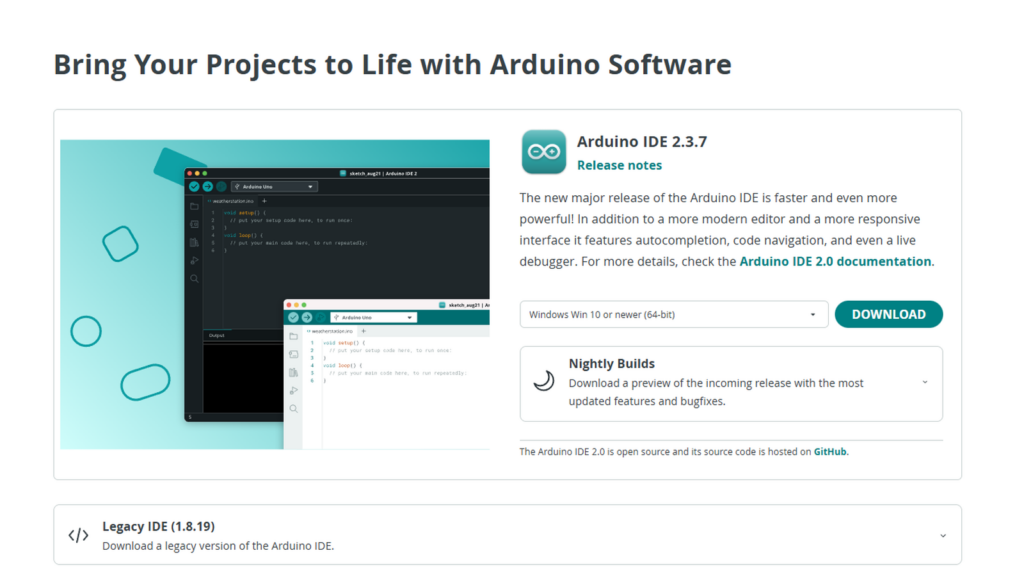 ESP32のダウンロードページ