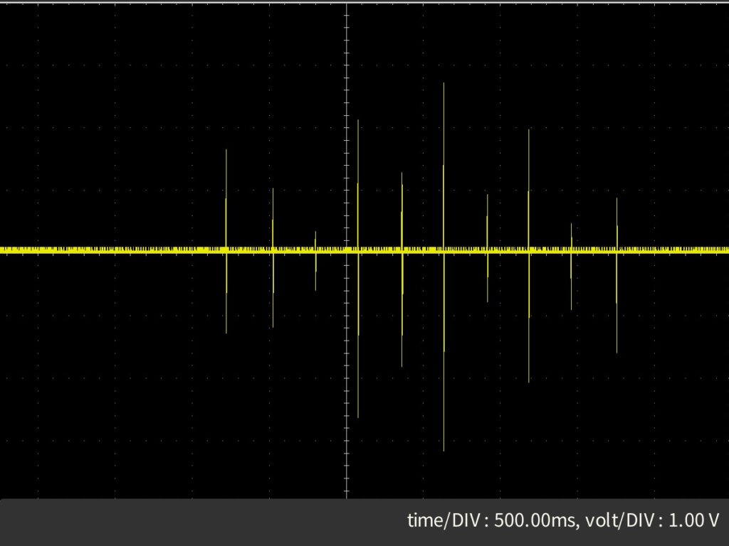 ロッシェル塩の圧電効果電圧波形,１０回たたいてみた結果