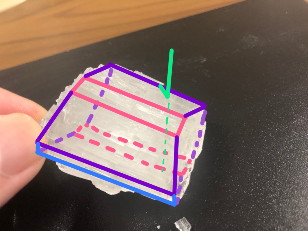 結晶方向の推定と叩いた方向の矢印