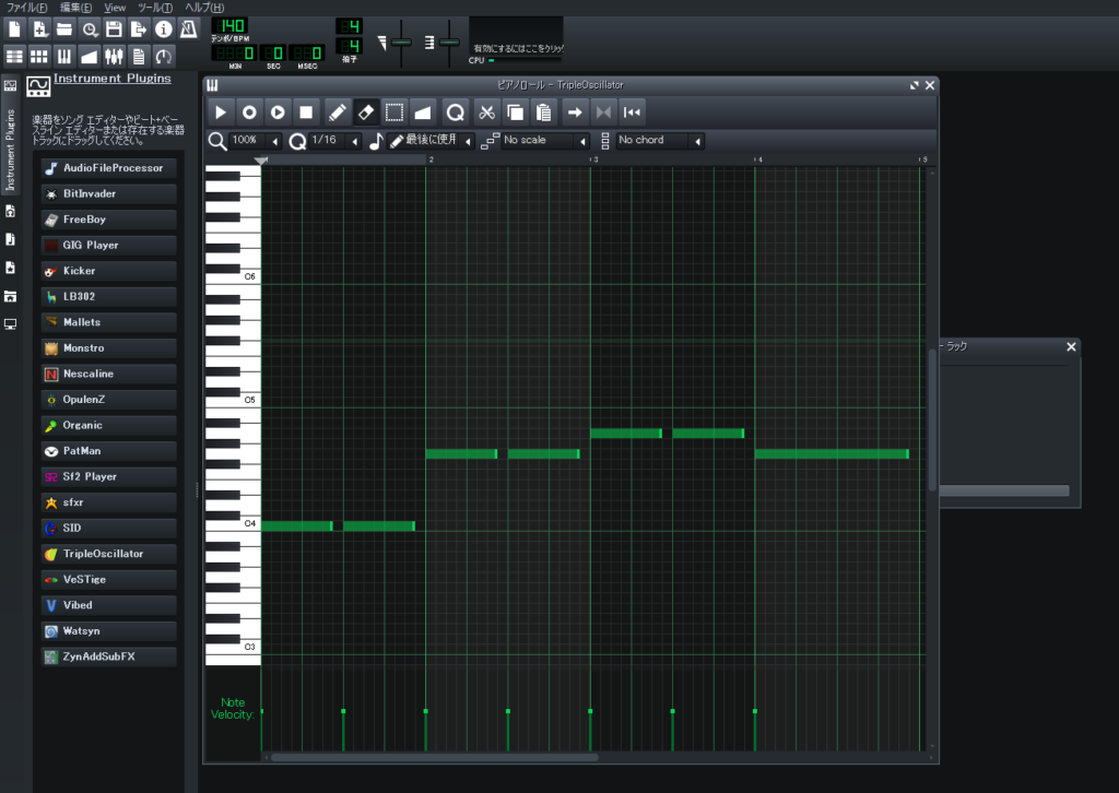 LMMSできらきら星を打ち込んでみた例