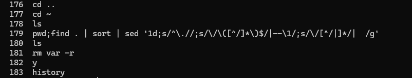 historyコマンド実行例