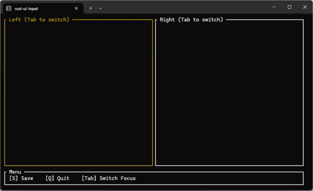 rust uiでフォーカス変更している動作例