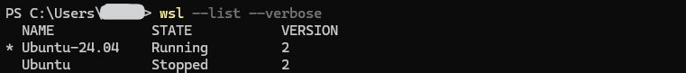 wsl2でインストールできている環境とデフォルトをチェックする