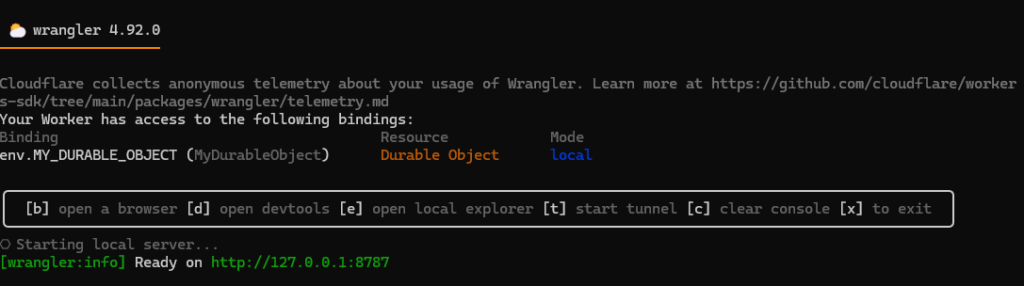 ターミナルでrun devする