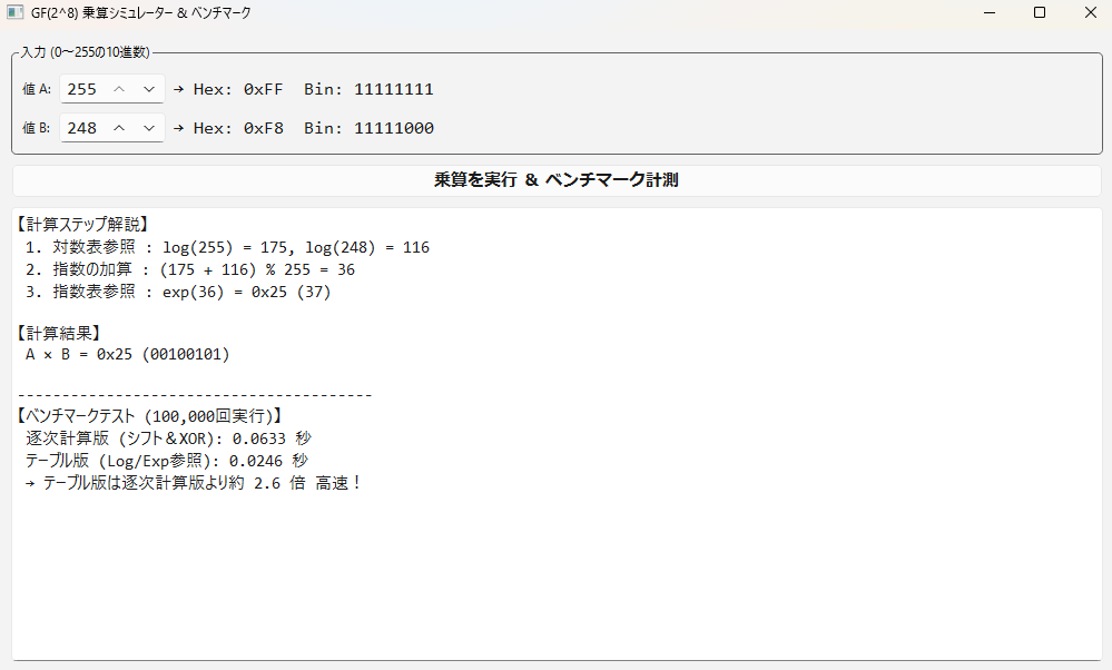 乗法表を用いた計算と逐次計算の速度比較