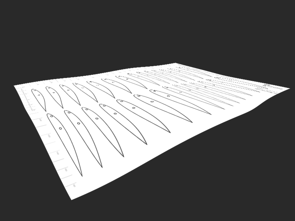 clark-Y-30cm級ラジコン飛行機主翼-リブ型紙のスクリーンショット